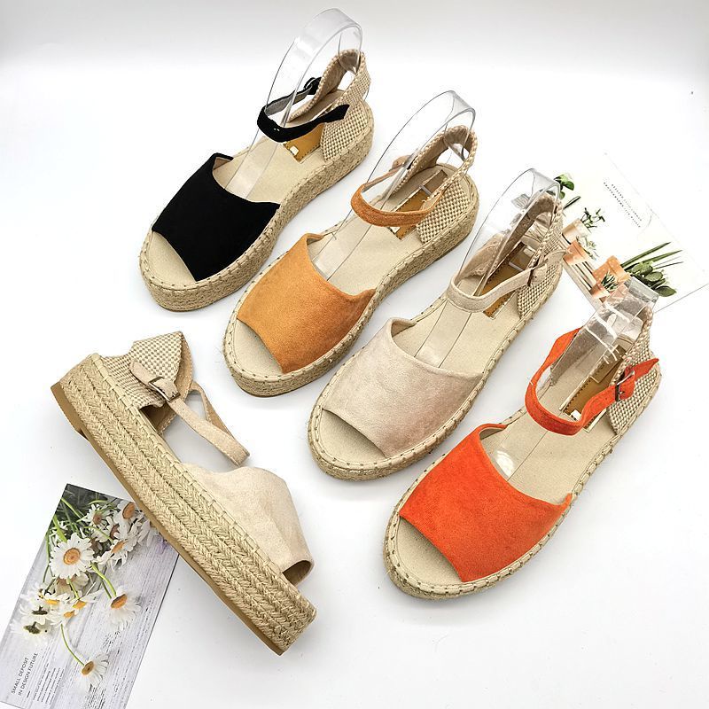 Giày Sandal Hở Mũi Đế Dày Quai Dây Có Khóa Cài Cỡ Lớn Cho Nữ