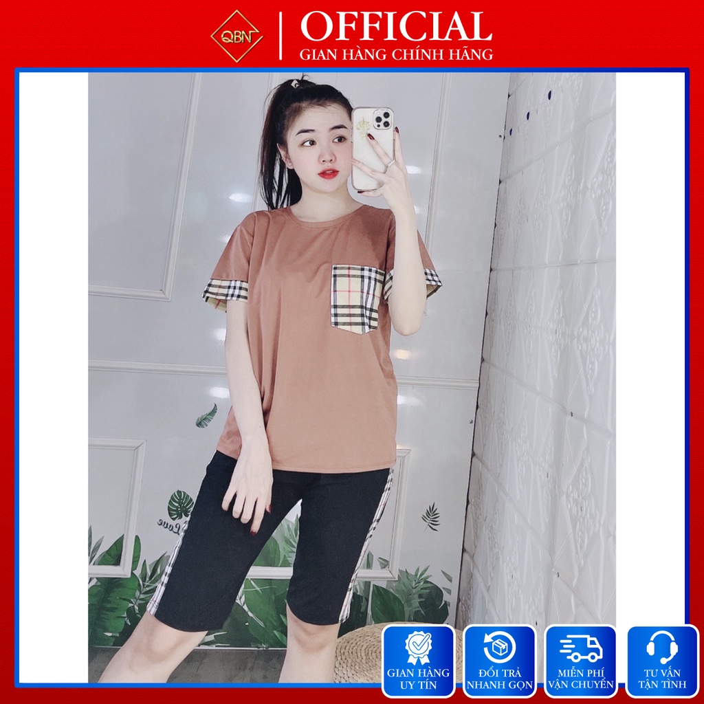 Đồ bộ nữ dễ thương set bộ mặc nhà trung niên bigsize lửng line caro