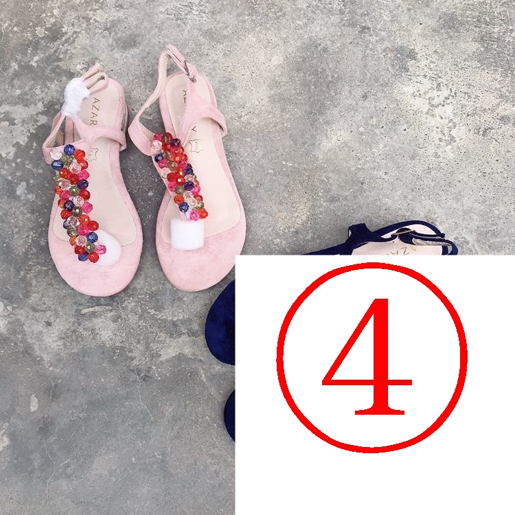 Giày Sandal Hở Ngón Đế Thấp Đính Đá Thời Trang Mùa Hè Hàng Mới