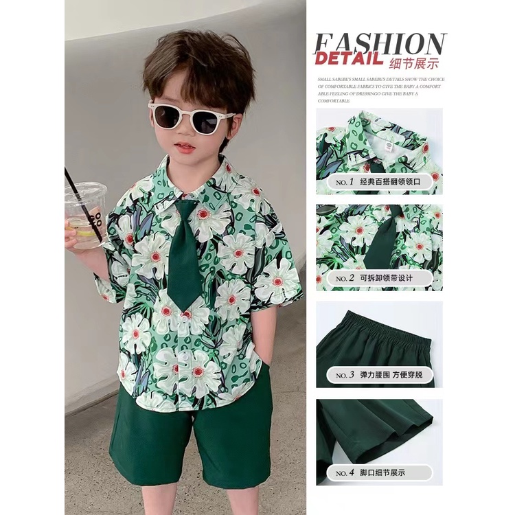 Áo Sơ Mi Tay Ngắn Dáng Rộng Thời Trang Mùa Hè Mới 2023 Dành Cho Bé Trai