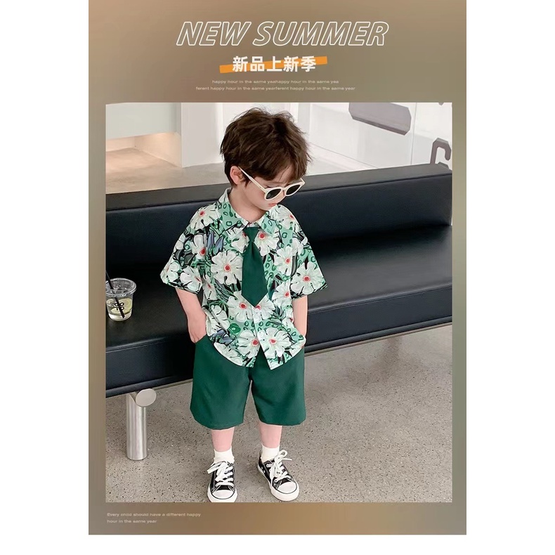 Áo Sơ Mi Tay Ngắn Dáng Rộng Thời Trang Mùa Hè Mới 2023 Dành Cho Bé Trai