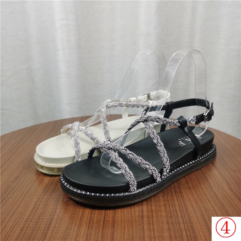 Giày Sandal Đế Mềm Dày Quai Đính Đá Thời Trang Mùa Hè 2022