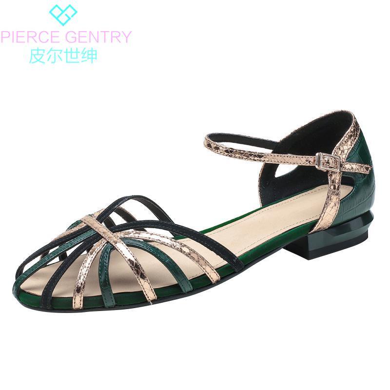 Giày Sandal Hở Ngón Đế Bằng Bằng Da Thật Thời Trang Mùa Hè 2023