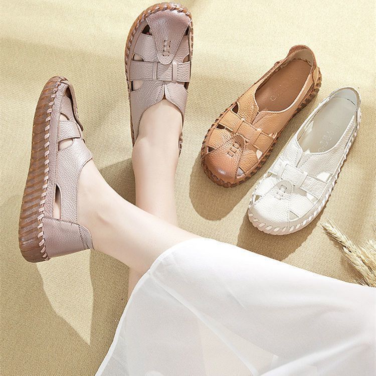 Giày Sandal Da Thật Đế Mềm Chống Trượt Thời Trang Mùa Hè 2023