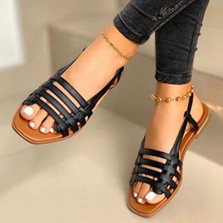 Giày Sandal Hở Ngón Đế Bằng Thiết Kế Dây Bện Thời Trang Mùa Hè Hàng Mới Dành Cho Bạn Nữ