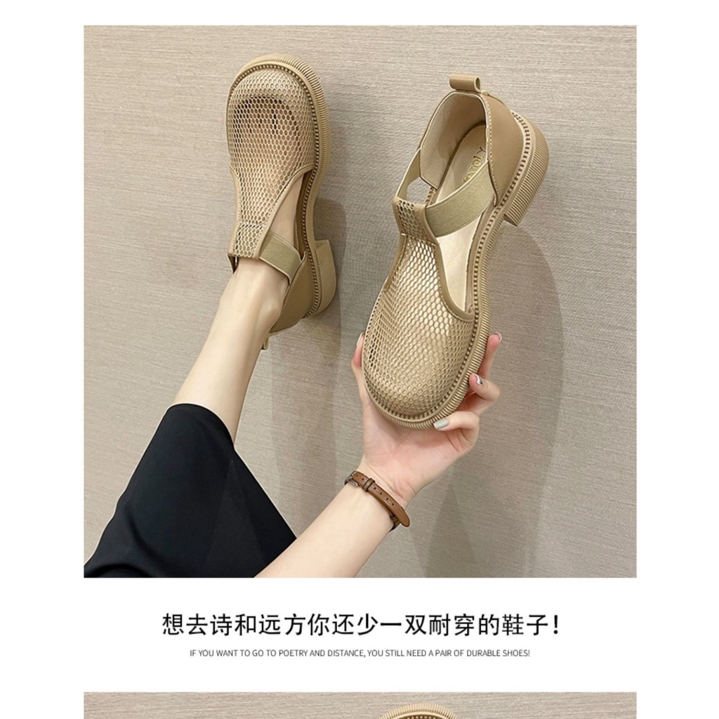 Giày Sandal Thể Thao Mùa Hè Năm Mới 2023 Đế Dày Phối Lưới Rỗng Thoáng Khí Cho Nữ