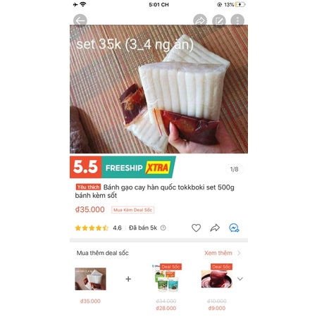 Set 500g bánh gạo tokkbokki kèm sốt , bánh gạo cay hàn quốc