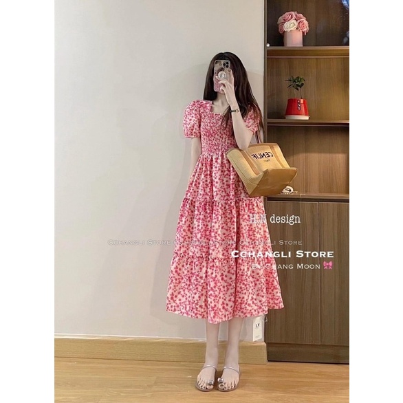 Rập giấy thiết kế, không phải quần áo, Rập giấy đầm váy nữ midi dáng dài tùng xoè chun ngực tay phồng. Rập giấy cắt sẵn