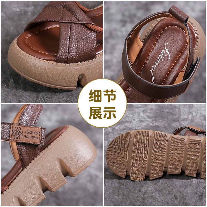 Sandal Cao Gót Đế Xuồng Mềm Bằng Da Thật Thời Trang Mùa Hè 2023 Dành Cho Bạn Nữ