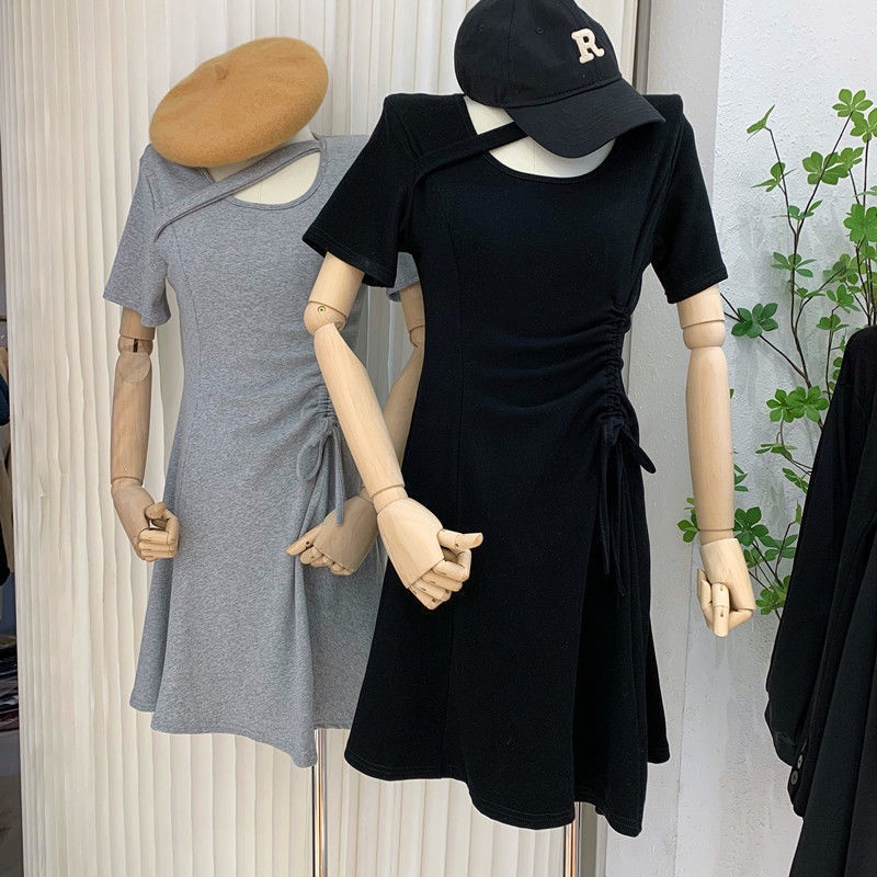 Đầm Tay Ngắn Dáng Chữ a Thiết Kế Dây Rút Xếp Ly Thời Trang Mùa Hè Xinh Xắn Cho Nữ