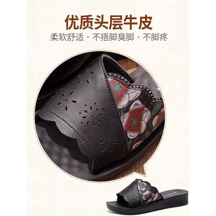 Giày Sandal Da Bò Thật Đế Mềm Chống Trượt Thời Trang Mùa Hè 2023 Cho Nữ