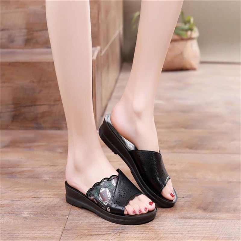 Giày Sandal Da Bò Thật Đế Mềm Chống Trượt Thời Trang Mùa Hè 2023 Cho Nữ