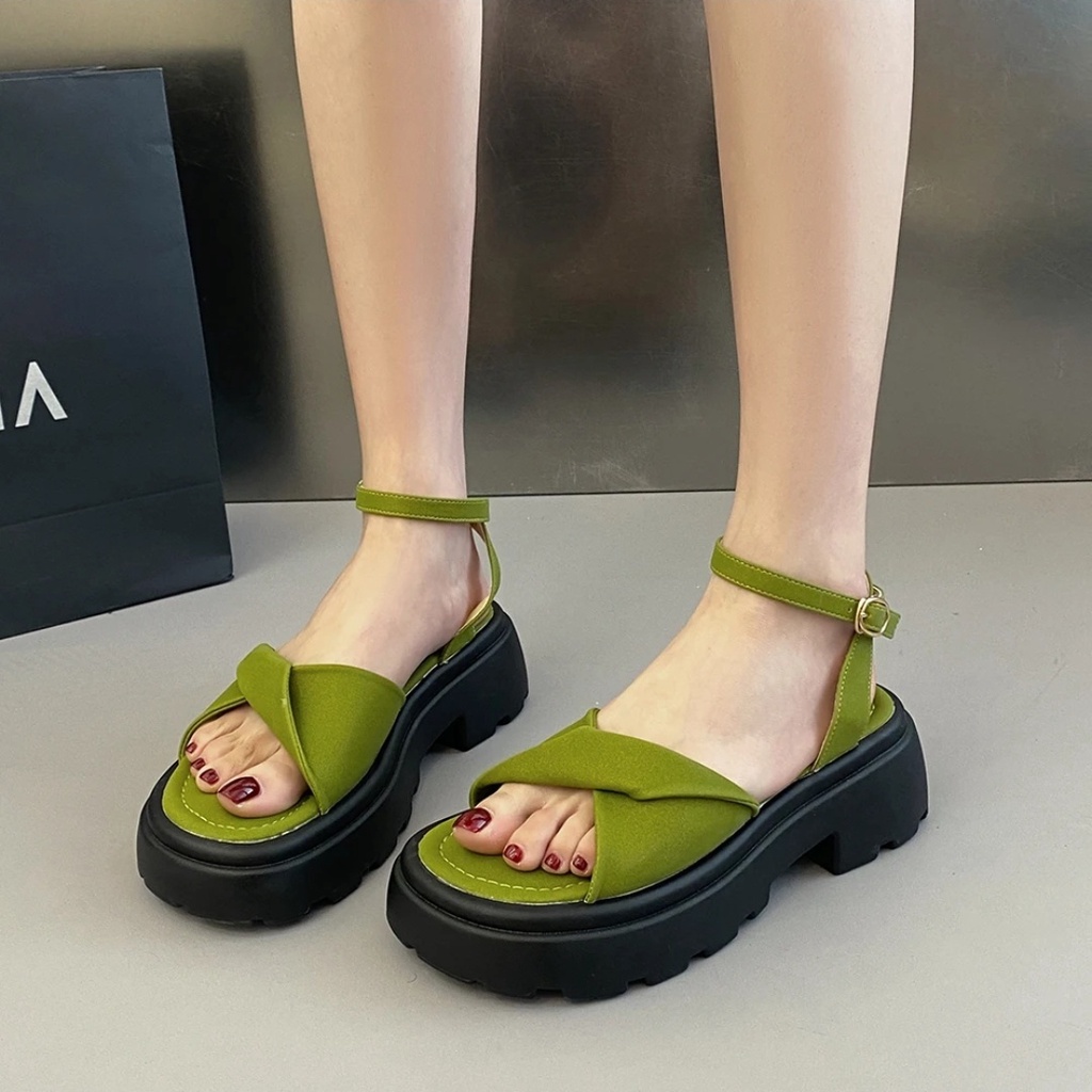 One Giày Sandal Đế Dày Chống Trượt Phong Cách Retro Thời Trang Mùa Xuân 2023 Cho Nữ