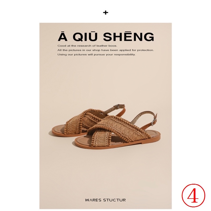 Giày Sandal Đế Bằng Phong Cách Dân Tộc Thời Trang Mùa Hè 2022 Dành Cho Bạn Nữ