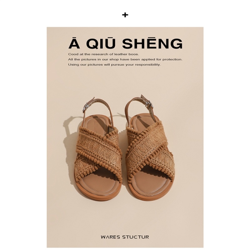 Giày Sandal Đế Bằng Phong Cách Dân Tộc Thời Trang Mùa Hè 2022 Dành Cho Bạn Nữ