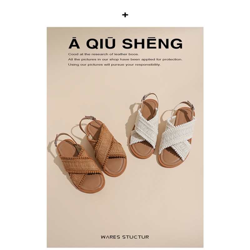 Giày Sandal Đế Bằng Phong Cách Dân Tộc Thời Trang Mùa Hè 2022 Dành Cho Bạn Nữ