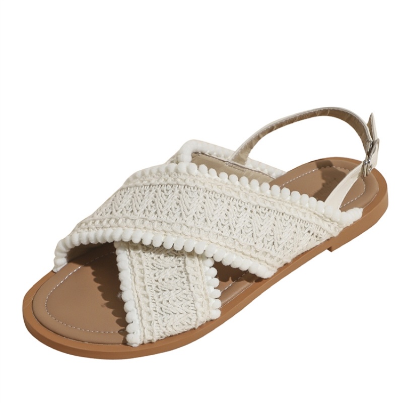 Giày Sandal Đế Bằng Phong Cách Dân Tộc Thời Trang Mùa Hè 2022 Dành Cho Bạn Nữ