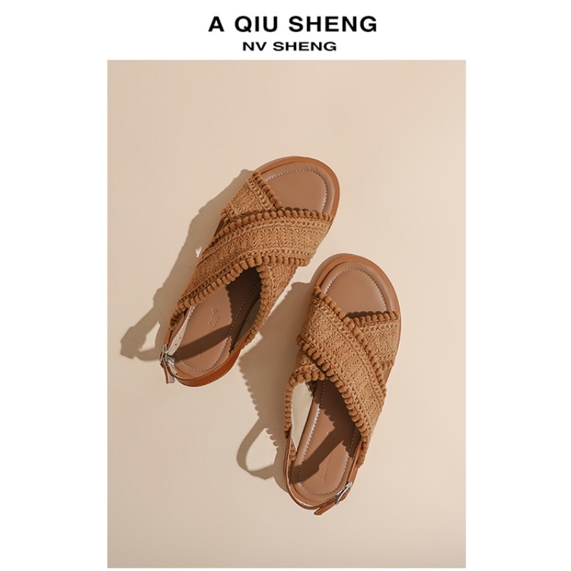 Giày Sandal Đế Bằng Phong Cách Dân Tộc Thời Trang Mùa Hè 2022 Dành Cho Bạn Nữ