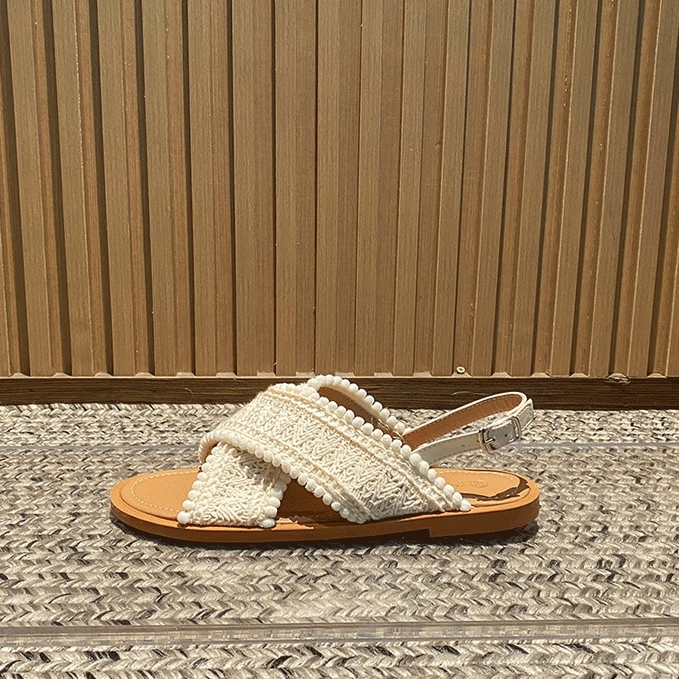 Giày Sandal Đế Bằng Phong Cách Dân Tộc Thời Trang Mùa Hè 2022 Dành Cho Bạn Nữ