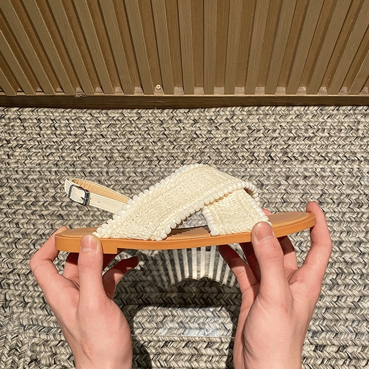 Giày Sandal Đế Bằng Phong Cách Dân Tộc Thời Trang Mùa Hè 2022 Dành Cho Bạn Nữ