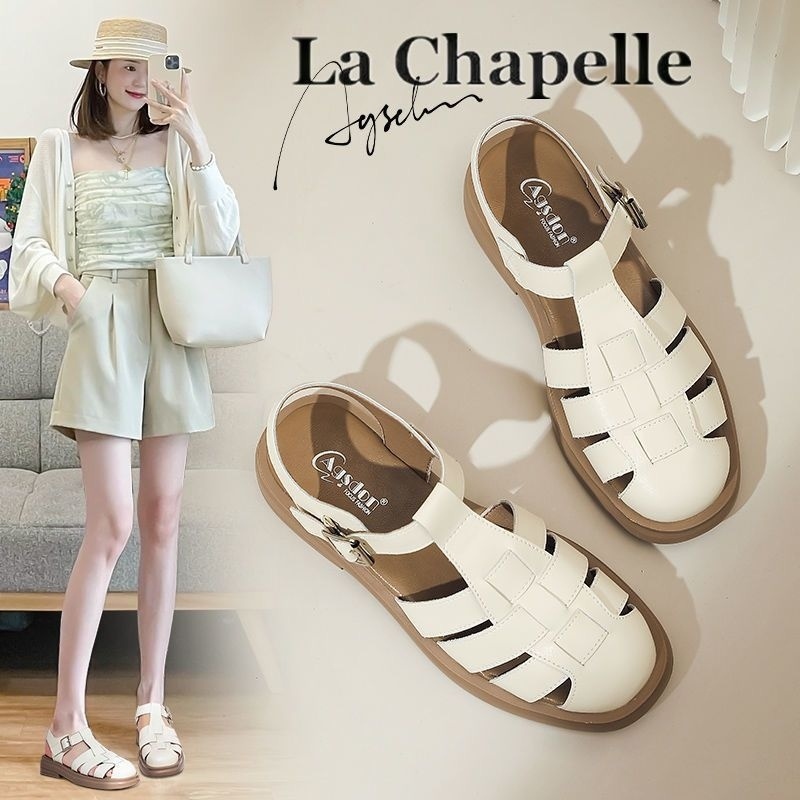 Sandal Hở Ngón Đế Phẳng Bằng Da Thuộc Thời Trang Mùa Hè 2023 Dành Cho Bạn Nữ