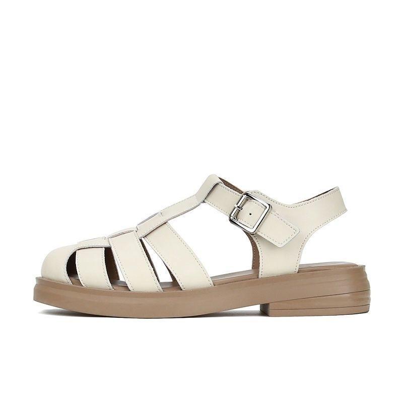 Sandal Hở Ngón Đế Phẳng Bằng Da Thuộc Thời Trang Mùa Hè 2023 Dành Cho Bạn Nữ
