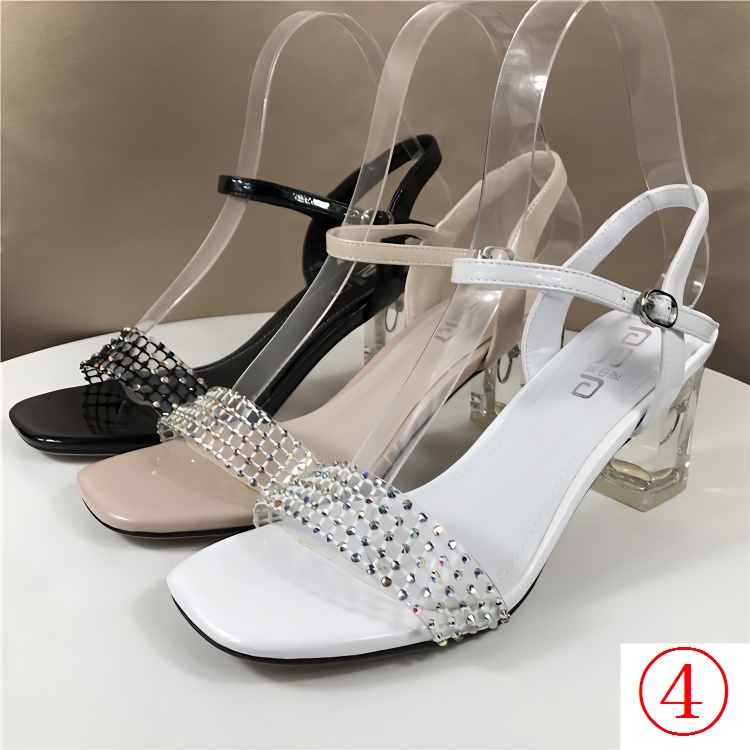 Sandal Cao Gót Bằng Da Đính Đá Thời Trang Mùa Hè 2021