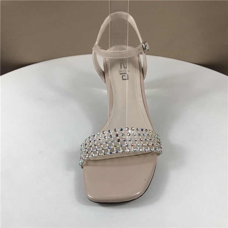 Sandal Cao Gót Bằng Da Đính Đá Thời Trang Mùa Hè 2021