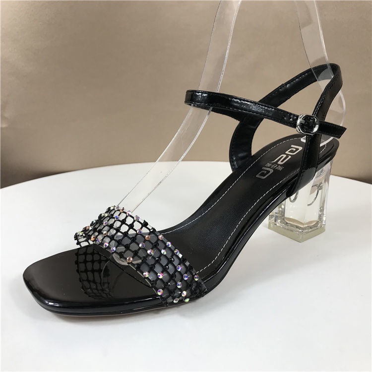 Sandal Cao Gót Bằng Da Đính Đá Thời Trang Mùa Hè 2021