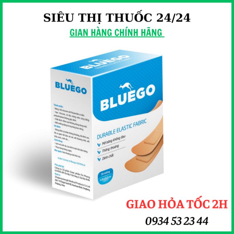 Băng Cá Nhân Bluego ⚡ CAM KẾT GIÁ RẺ NHẤT ⚡ Băng Cá Nhân Bịt Vết Thương Vải Co Giãn Cao Cấp