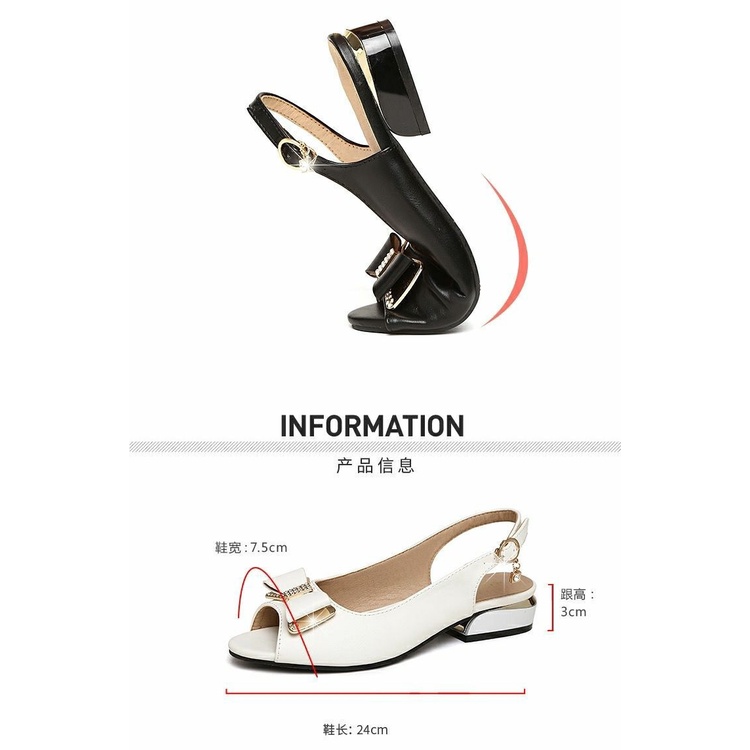Giày Sandal Đế Mềm Gót Thấp Đính Đá Thời Trang Mùa Hè Cho Nữ