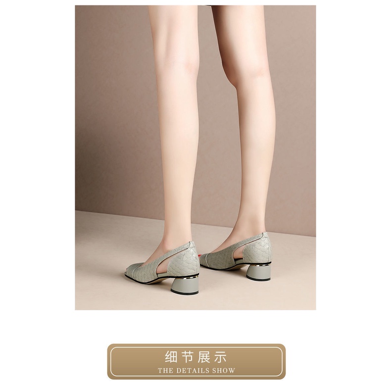 Giày Sandal Cao Gót Mũi Vuông Bằng Da Thật Thời Trang Mùa Hè 2022