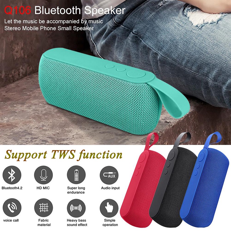 Q106 Loa Xanh dươngtooth không dây 5.0 mini stereo di động siêu trầm ngoài trời Trình phát âm thanh Thể thao HD hi-