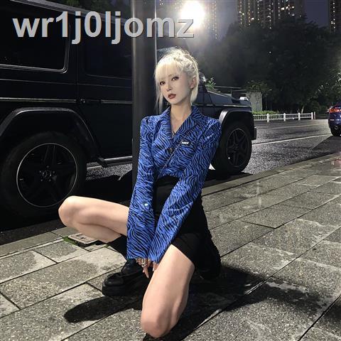 ◕✣✆Áo ZORE lưới đỏ cá tính cổ chữ V hở rốn họa tiết trái tim sơ mi nữ ngựa vằn ngắn chân váy A đa năng