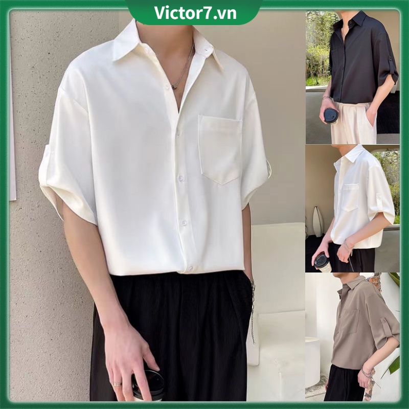 Áo Sơ Mi Nam Tay Lửng Màu Trơn Phong Cách Hàn Quốc Mới áo sơ mi nam form rộng áo cardigan áo sơ mi tay ngắn áo sơ mi nam polo rộng áo sơ mi simple trẻ trung sơ mi nam tay ngắn áo sơ mi cổ trụ cao cấp