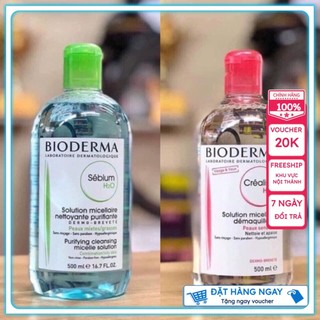 Nước Tẩy Trang Bioderma H2O 500ml Créaline Bản Nắp Bật Nội Địa Pháp Date Mới Nhất Có Bill