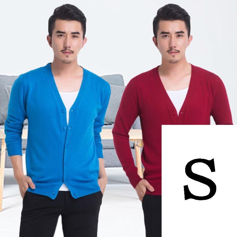 Áo Khoác Cardigan Dệt Kim Cổ Chữ V Màu Sắc Đơn Giản Phong Cách Hàn Quốc Cho Nam Giới Có Size Lớn