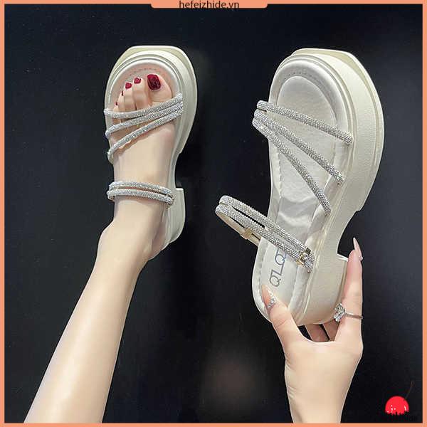 Dép sandal đế dày dép nữ Pháp mùa hè mới dép đi biển nữ