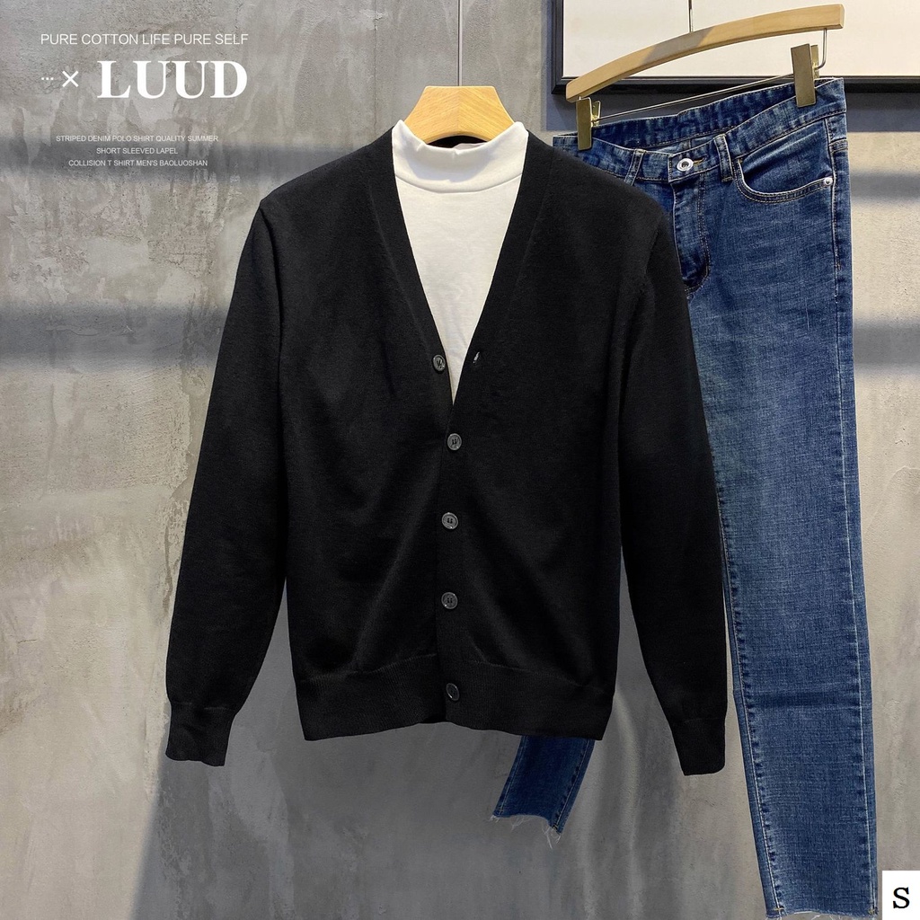 Áo Khoác Cardigan Dệt Kim Cổ Chữ v Màu Sắc Đơn Giản Phong Cách Hàn Quốc Cho Nam Giới