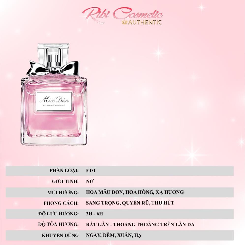 Nước Hoa Nữ Miss Dior Blooming Bouquet Edt - Mùi Hương Yêu Thích Của Jisoo Blackpink Ribicosmetics chiết 10ml chính hãng | BigBuy360 - bigbuy360.vn