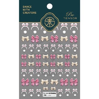 Sticker nơ,hồng,trắng,bờm thỏ dán móng tay