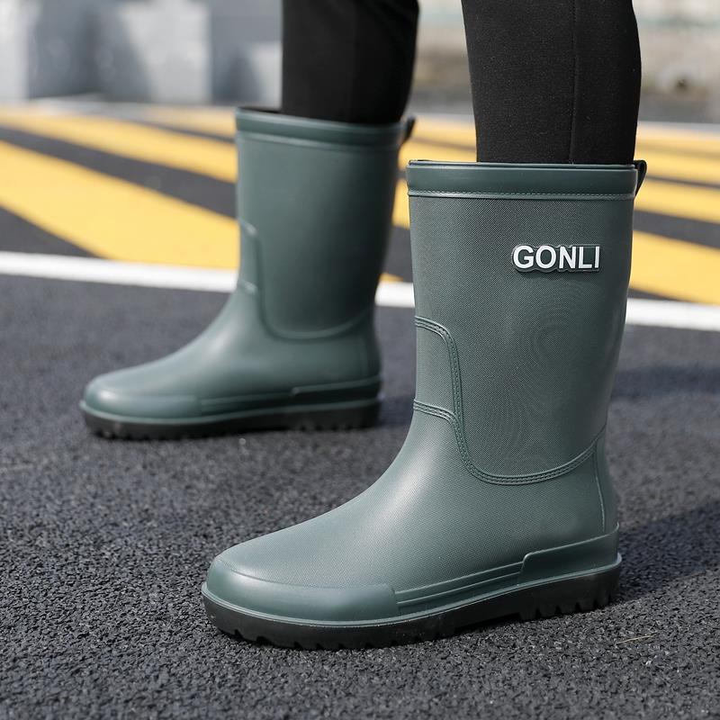 Giày Bốt Đi Mưa Cổ Cao Lót Nhung Ấm Áp Chống Thấm Nước / Dầu / Chống Trượt Cho Nam