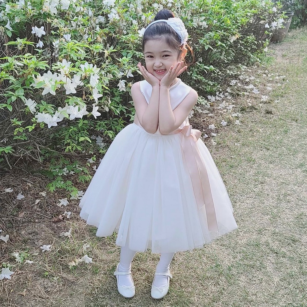 [Mã FADEP2212 giảm 10k đơn từ 99k] Đầm váy công chúa dự tiệc màu trắng cho bé gái Tutupetti nơ hồng ngọt ngào đáng yêu