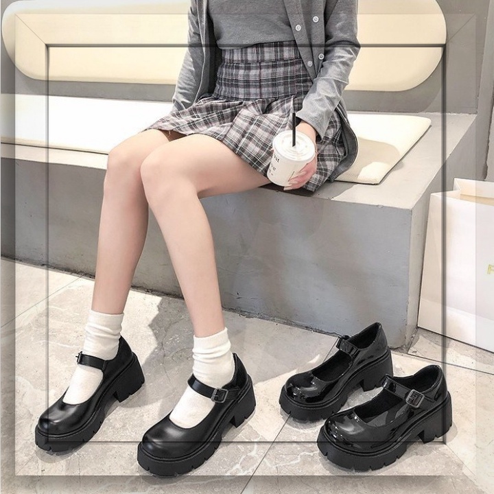 ℳℴ𝓂ℴ 𝒮𝒽ℴ𝓅 ♥ Giày Mary.Jane nâng độn đế cao 5cm da bóng/ da lì cá tính năng động trẻ trung đơn giản quai cài mới đẹp