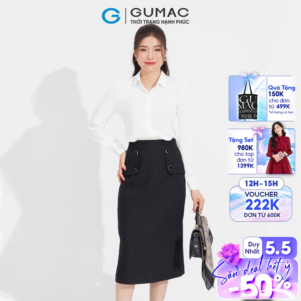 Chân váy phối tà GUMAC VD05002