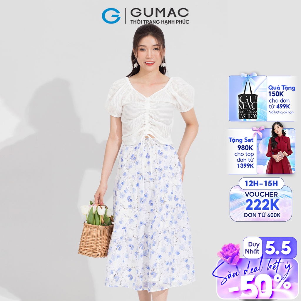 Chân váy hoa rã tầng GUMAC VD05044