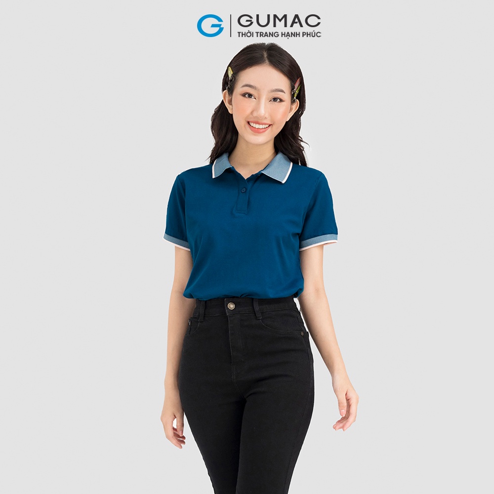 Áo Polo Nữ Thời Trang Gumac ATC08028 Phối Bo Vải Cá Sấu Nhiều Màu | BigBuy360 - bigbuy360.vn