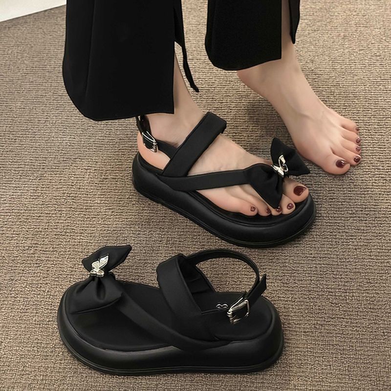 Giày Sandal Thể Thao Đế Dày Hở Ngón Đính Nơ Thời Trang Mùa Hè Hàng Mới 2023 Dành Cho Bạn Nữ Mang Đi Biển