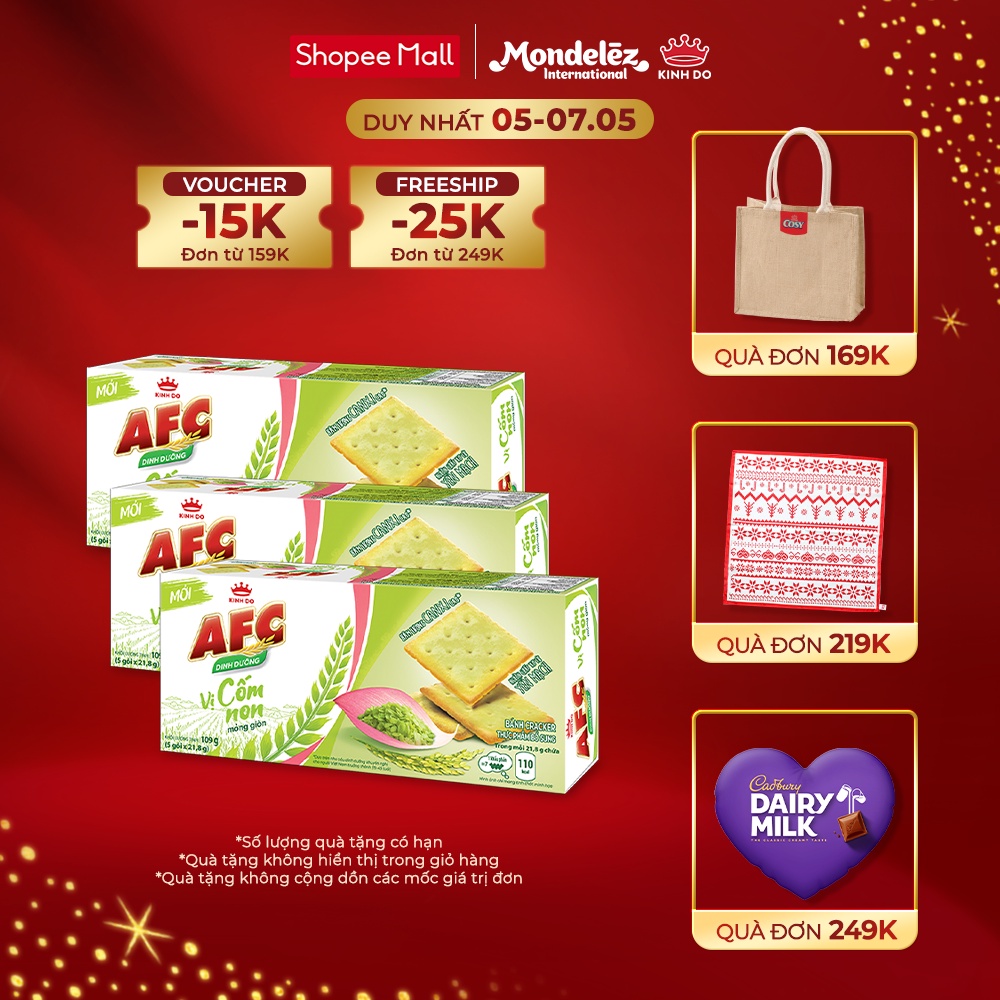 Combo 3 hộp bánh quy dinh dưỡng AFC vị cốm non 109GR