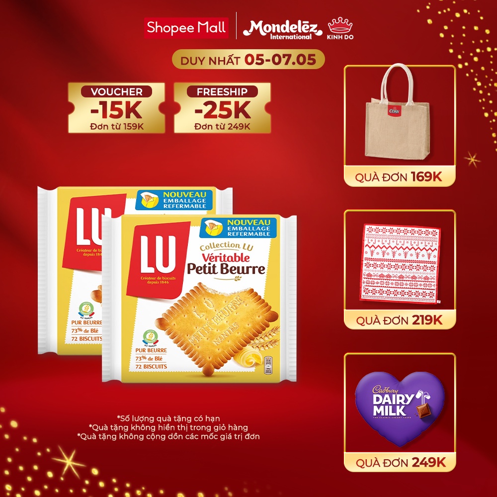 Combo 2 Bánh Quy Bơ Pháp LU Veritable Petit Beurre Gói 200g